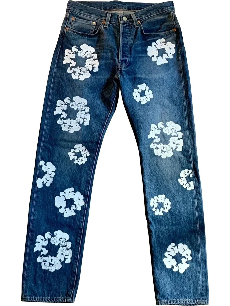 Джинсы Levi's x Denim Tears The Cotton Wreath Jean 'Dark Wash' — изображение 1 из 1, синий