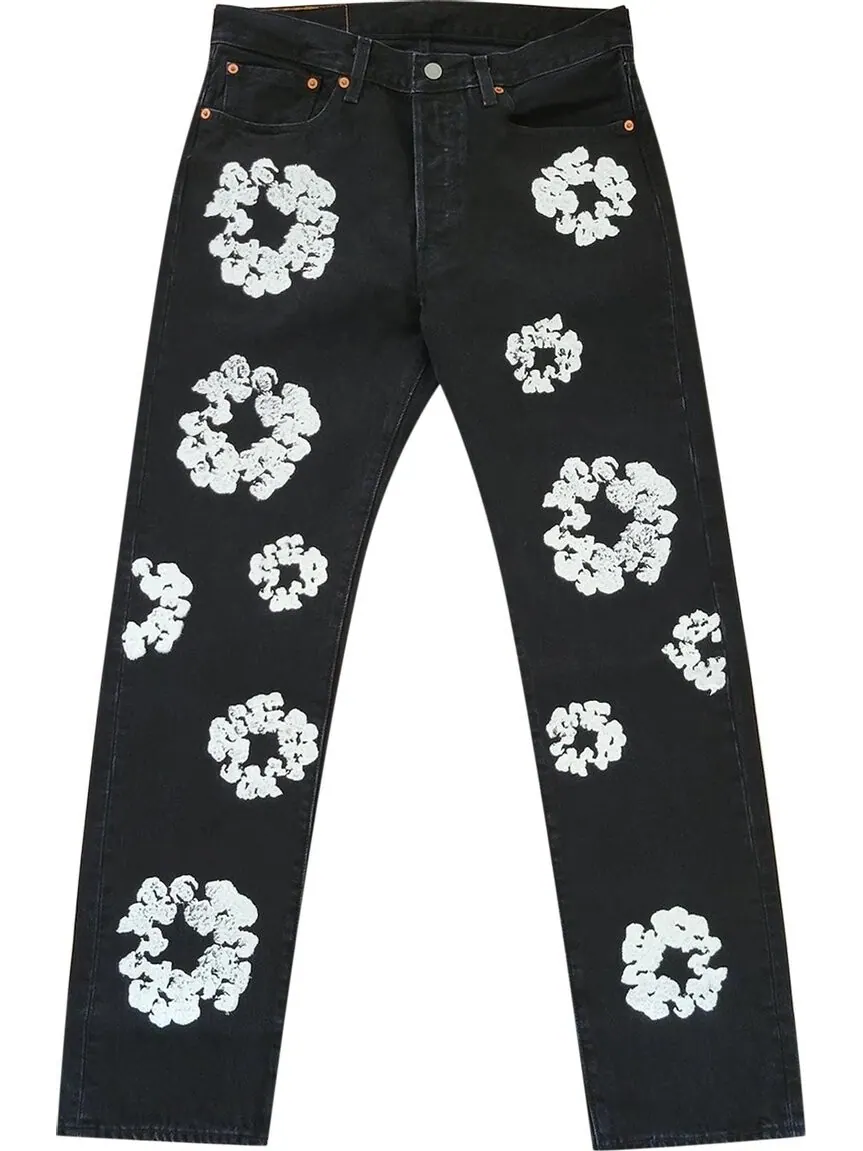 Джинсы Levi's x Denim Tears The Cotton Wreath Jean 'Black' — изображение 1 из 2, черный