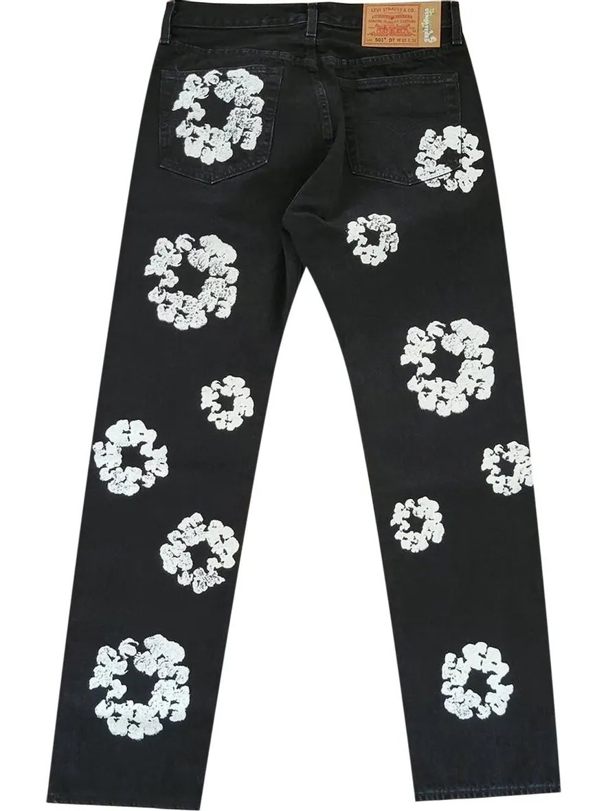 Джинсы Levi's x Denim Tears The Cotton Wreath Jean 'Black' — изображение 2 из 2, черный