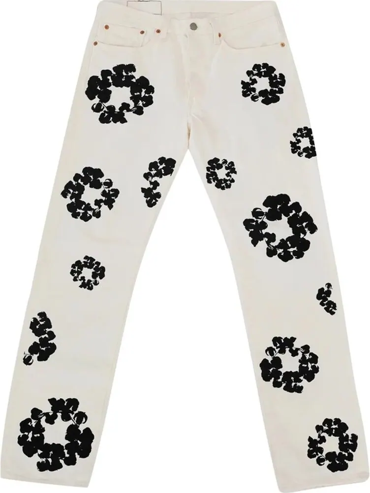 Джинсы Levi's x Denim Tears The Cotton Wreath Inverted Jean 'White' — изображение 1 из 2, белый