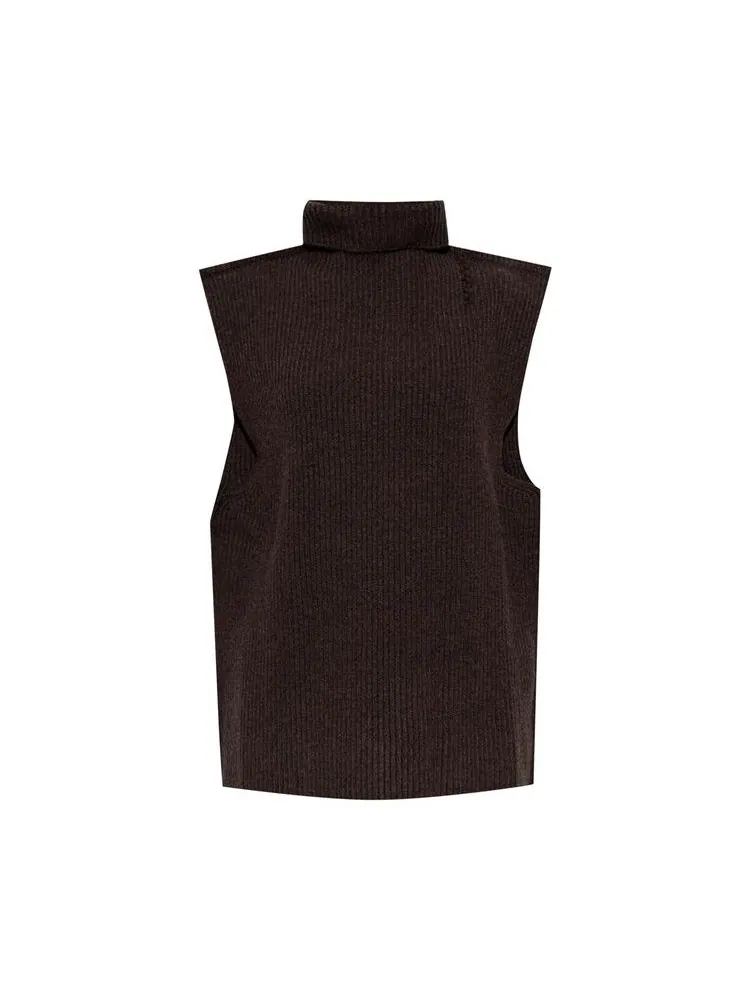 Топ Marni Ribbed Felted Wool Turtleneck — изображение 1 из 1, орех