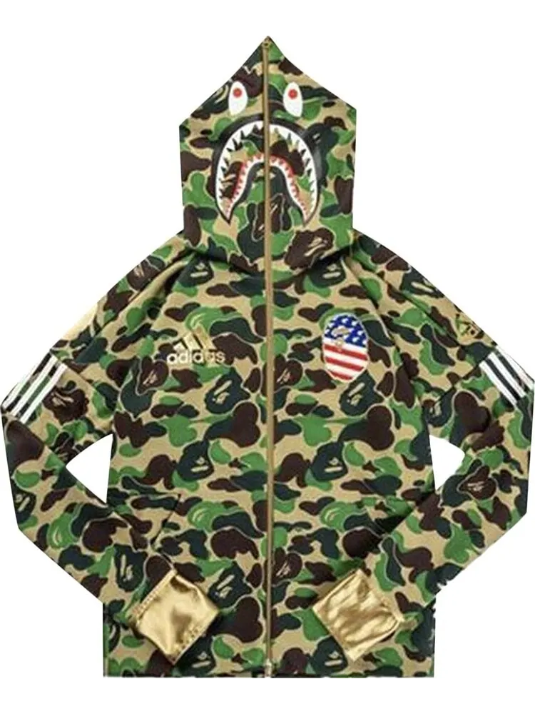 Худи BAPE x adidas SB Shark Hoodie 'Green' — изображение 1 из 1, зеленый
