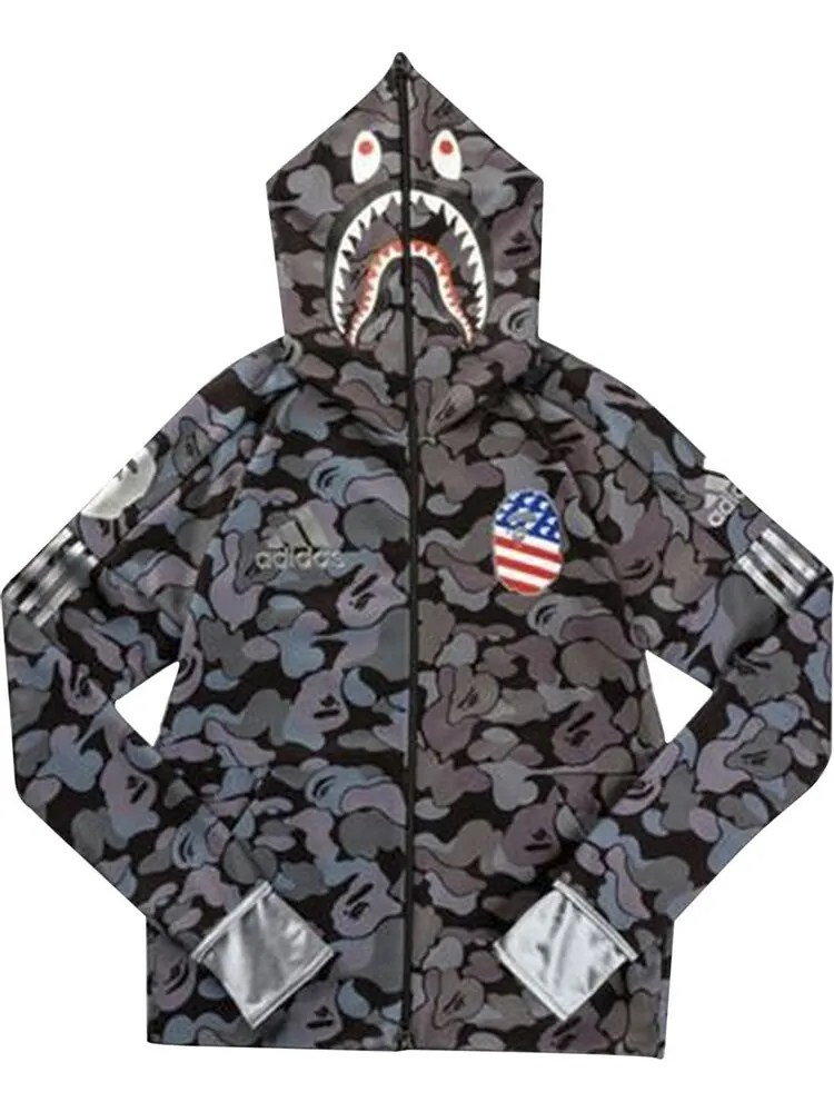 Худи BAPE x adidas SB Shark Hoodie 'Black' — изображение 1 из 1, черный