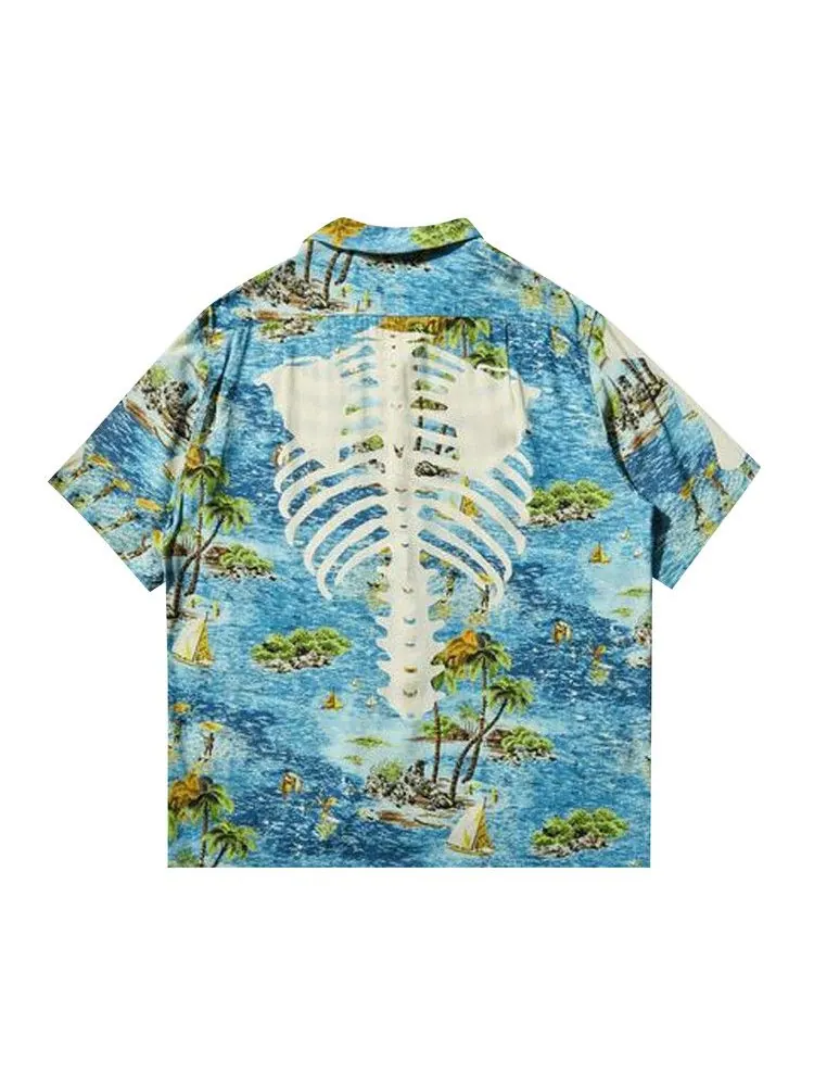 Рубашка Kapital Rayon Kamekameha Bone Aloha Shirt — изображение 2 из 2, синий