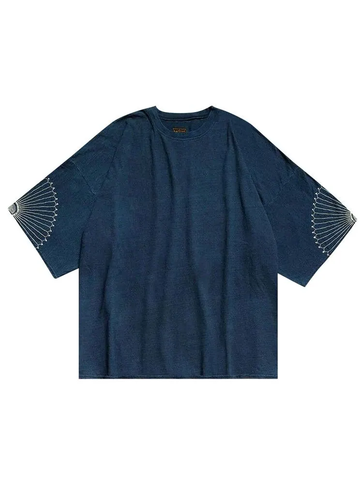 Футболка Kapital IDG Jersey Huge T-Shirt (Furoshiki Embroidery) — синий