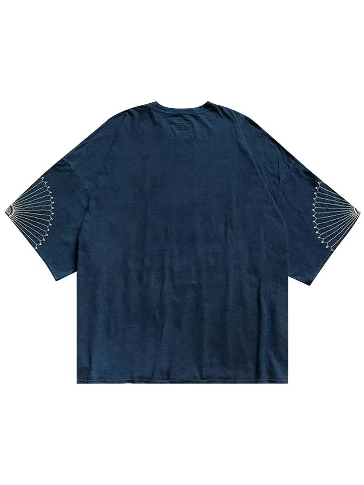 Футболка Kapital IDG Jersey Huge T-Shirt (Furoshiki Embroidery) — изображение 2 из 2, синий