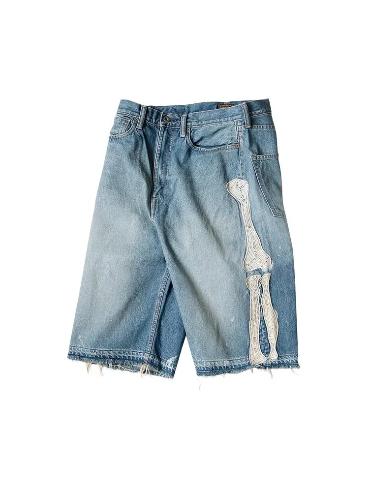 Шорты Kapital Bone Denim Shorts — изображение 3 из 3, синий