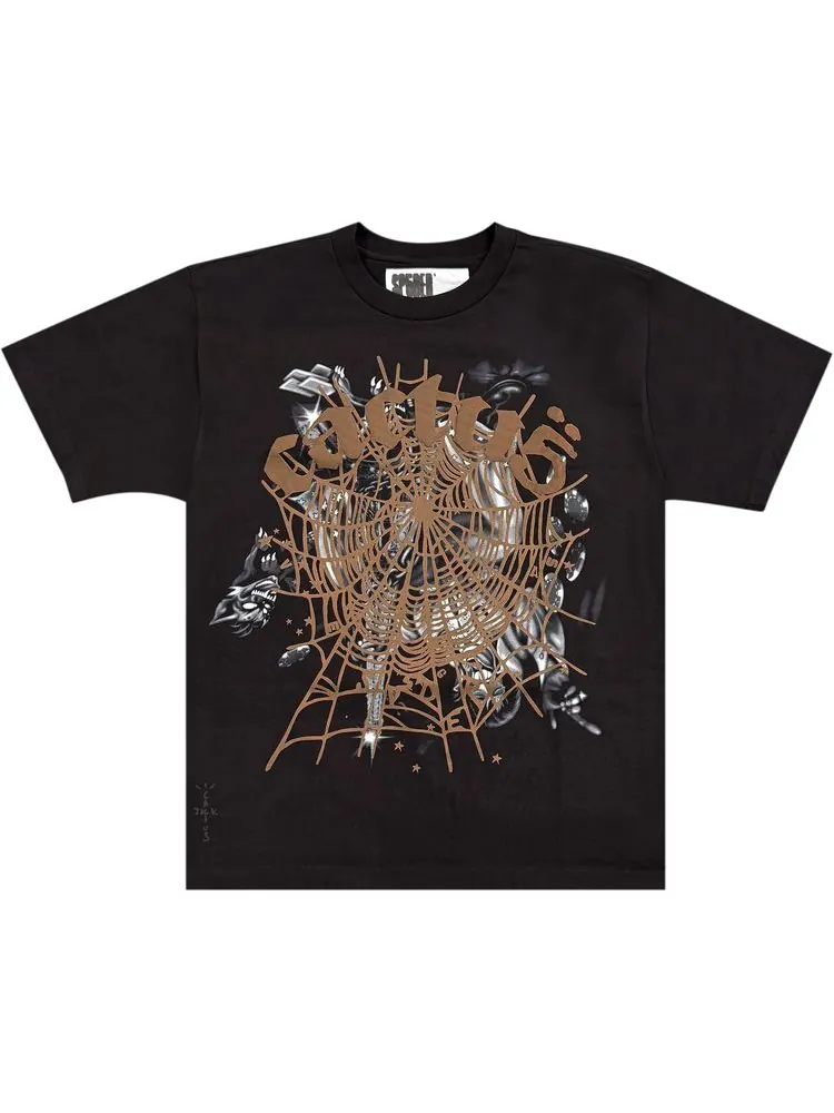 Футболка Cactus Jack by Travis Scott x Sp5der Airbrush Tee 'Black' — изображение 1 из 2, черный