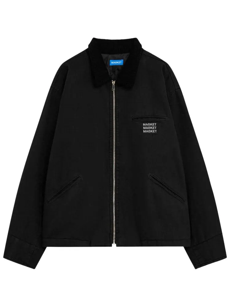 Джинсовая куртка на молнии Market Denim Zip Up Jacket — изображение 1 из 2, черный