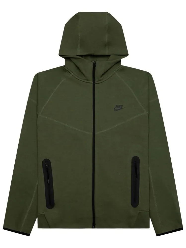 Худи Nike Sportswear Tech Fleece Windrunner Full Zip Hoodie 'Medium Olive/Black' — изображение 1 из 2, оливковый/черный