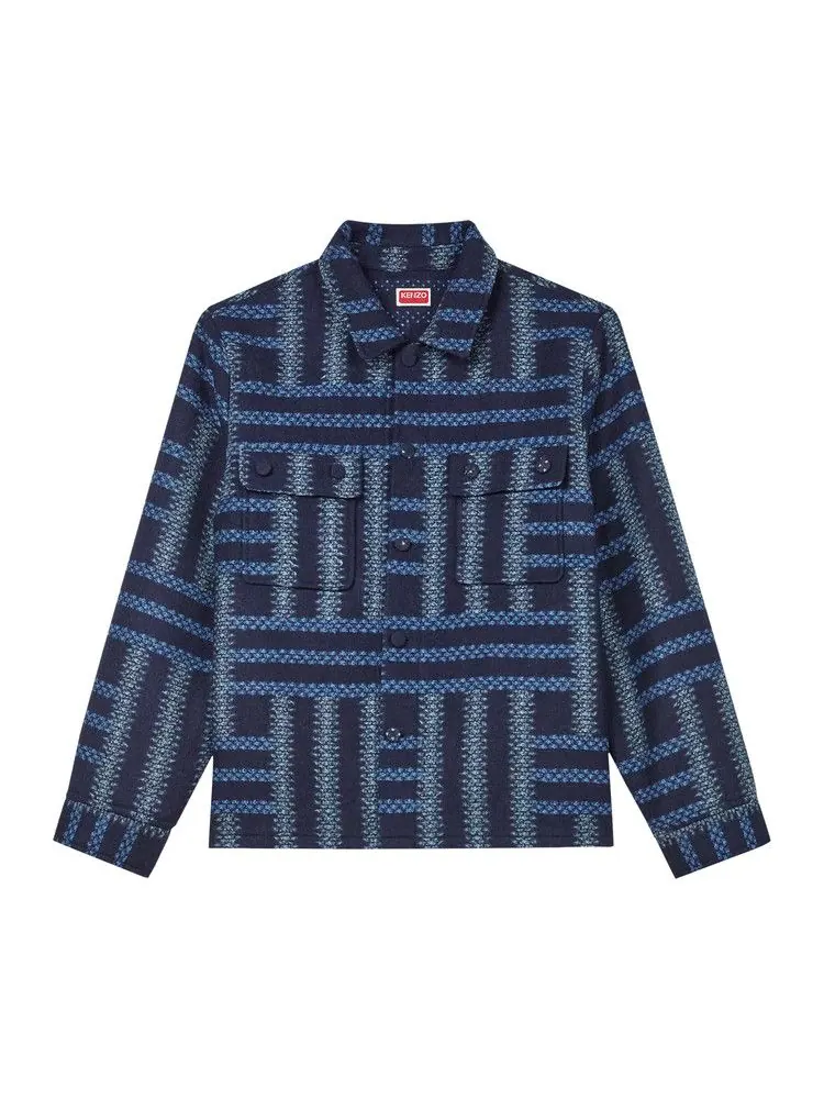 Рубашка Kenzo Weave Overshirt — изображение 1 из 2, синий