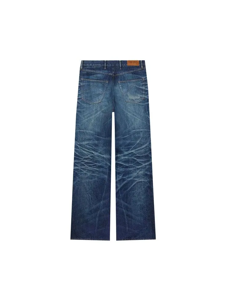 Джинсы Kenzo Turn Up Wide Fit Jeans — изображение 2 из 3, синий джинсовый синий