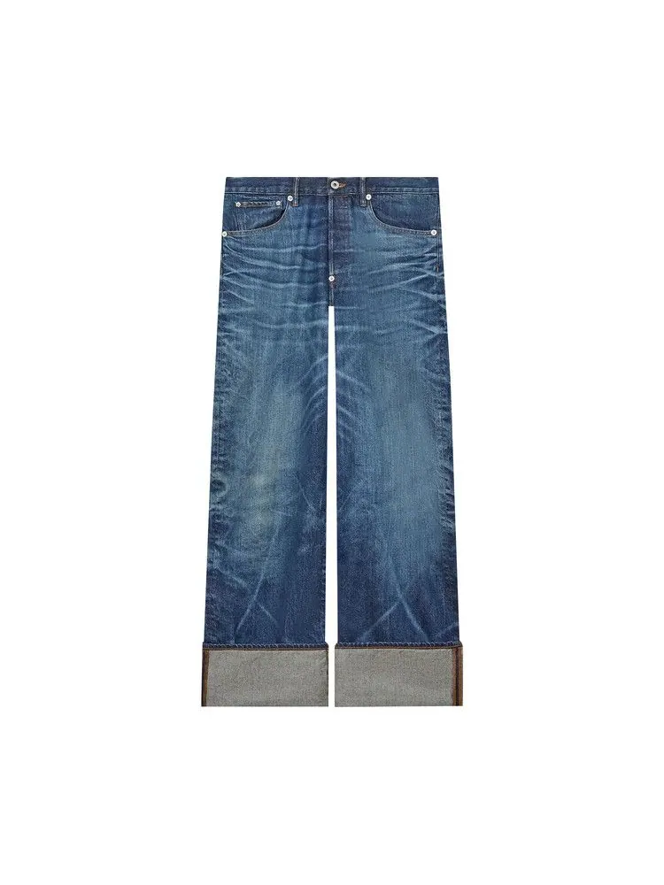 Джинсы Kenzo Turn Up Wide Fit Jeans — изображение 3 из 3, синий джинсовый синий