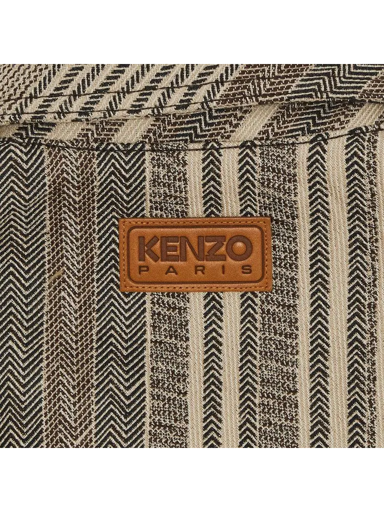 Куртка Kenzo Diagonal Stripe Slim Pleated Trucker Jacket — изображение 3 из 3, бежевый