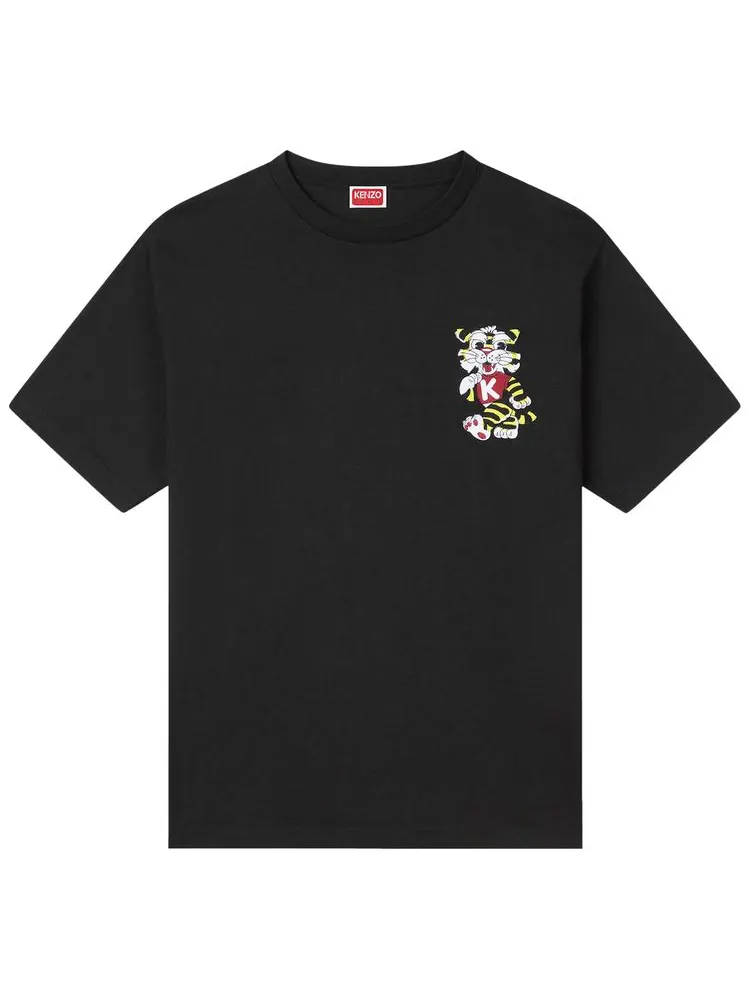 Футболка Kenzo Gots Wild Tiger с вышивкой в виде дикого тигра, оверсайз — изображение 1 из 2, черный