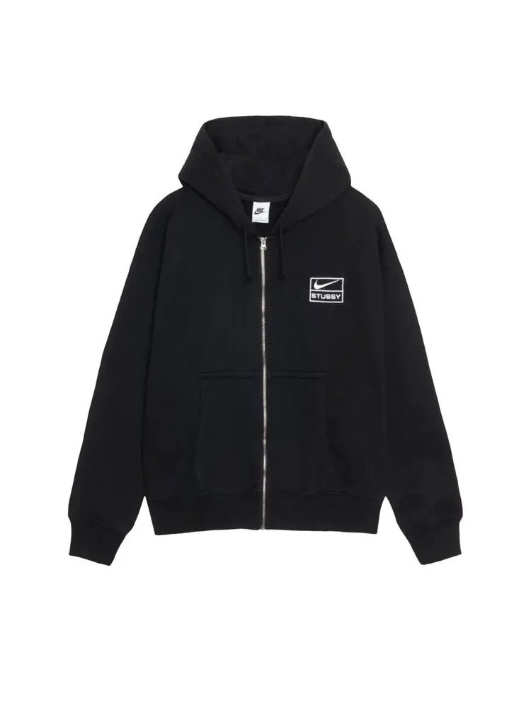 Худи Nike x Stussy Zip Fleece 'Black' — изображение 2 из 4, черный