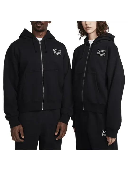 Худи Nike x Stussy Zip Fleece 'Black' — изображение 4 из 4, черный