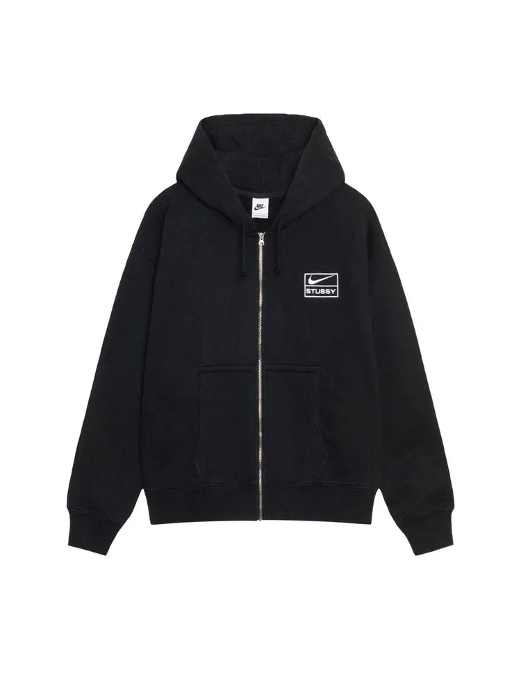 Худи Stussy x Nike Stone Washed Fleece Zip Hoodie 'Black' — изображение 1 из 2, черный