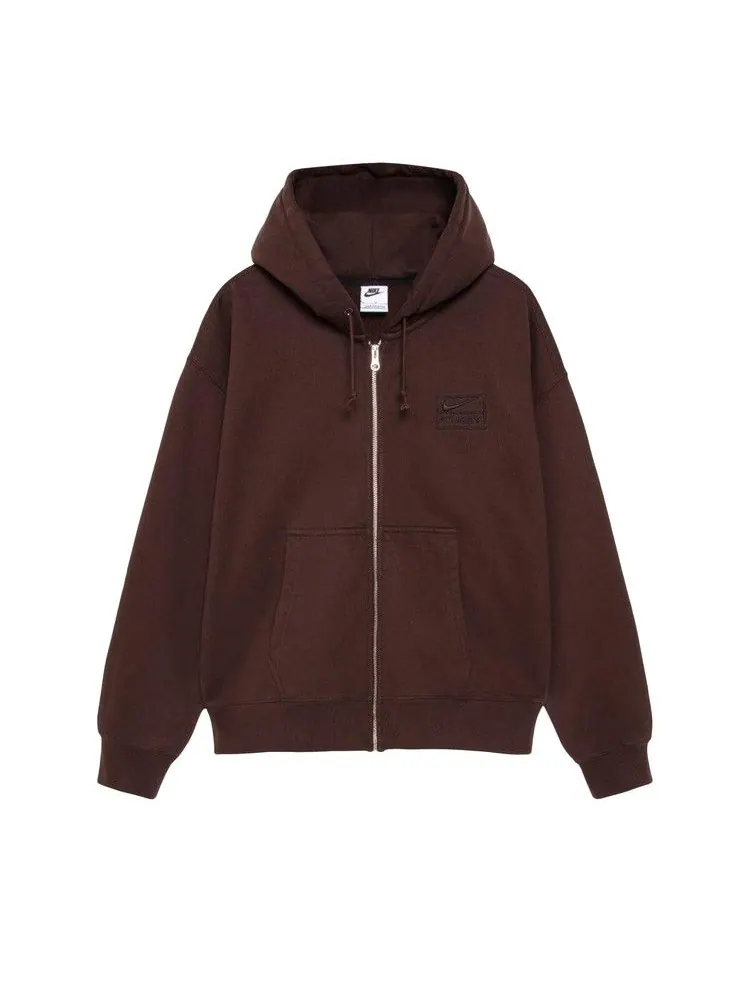 Худи Stussy x Nike Stone Washed Fleece Zip Hoodie 'Dark Cinder' — изображение 1 из 2, коричневый
