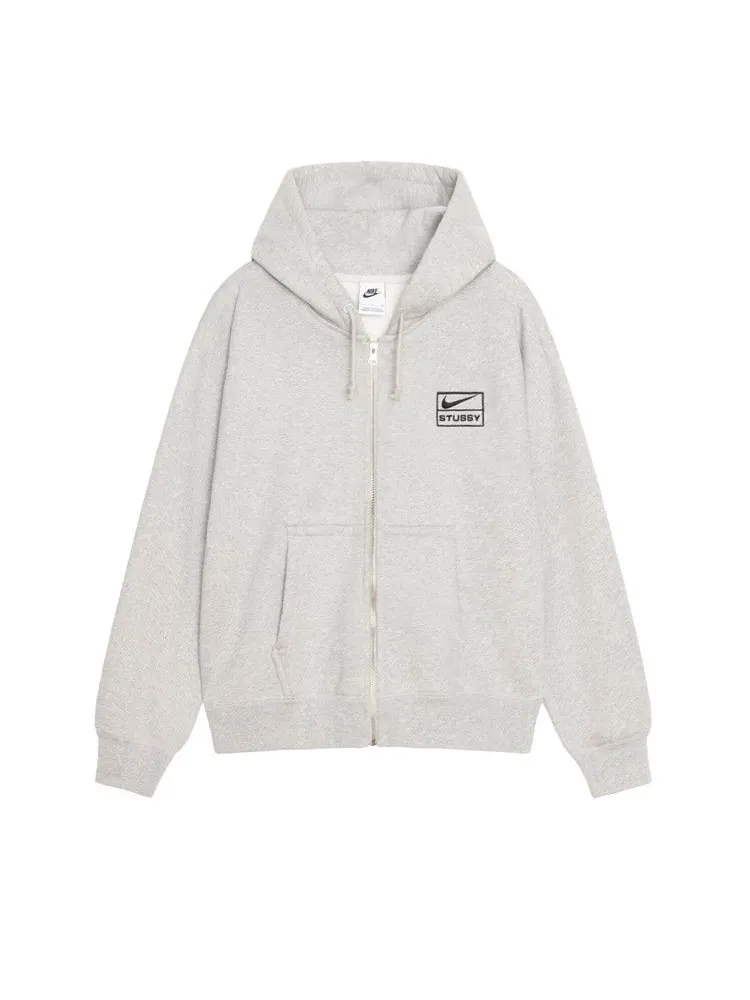 Худи Stussy x Nike Fleece Zip Hoodie 'Grey Heather' — изображение 1 из 2, серый