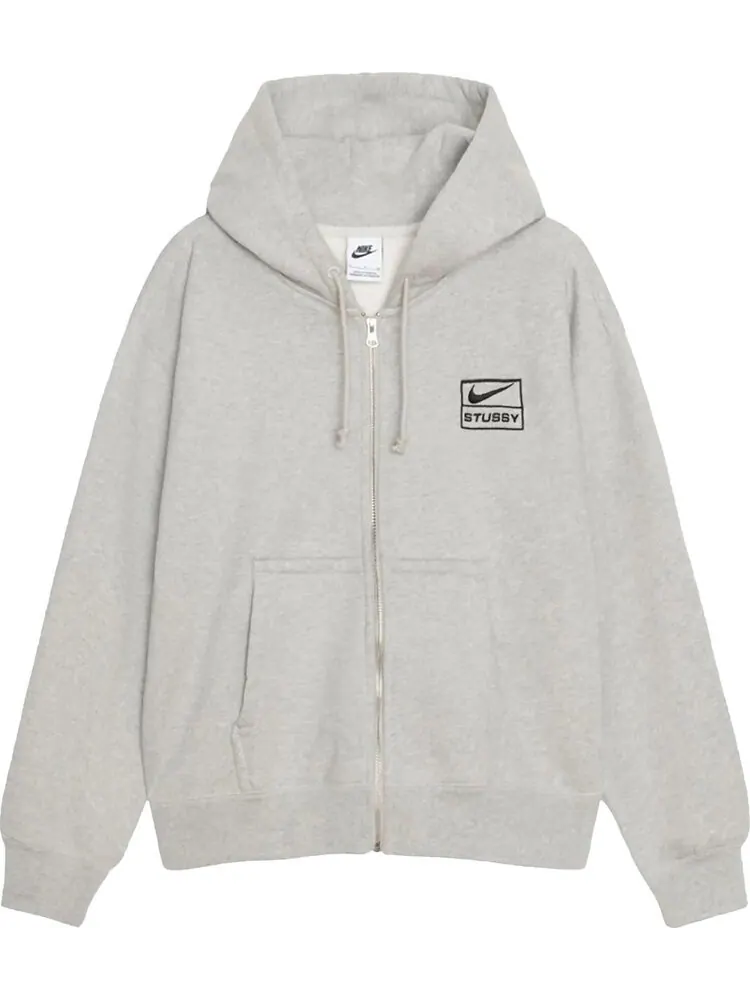 Худи Stussy x Nike Fleece Zip Up (Asia Sizing) 'Grey' — изображение 1 из 1, серый