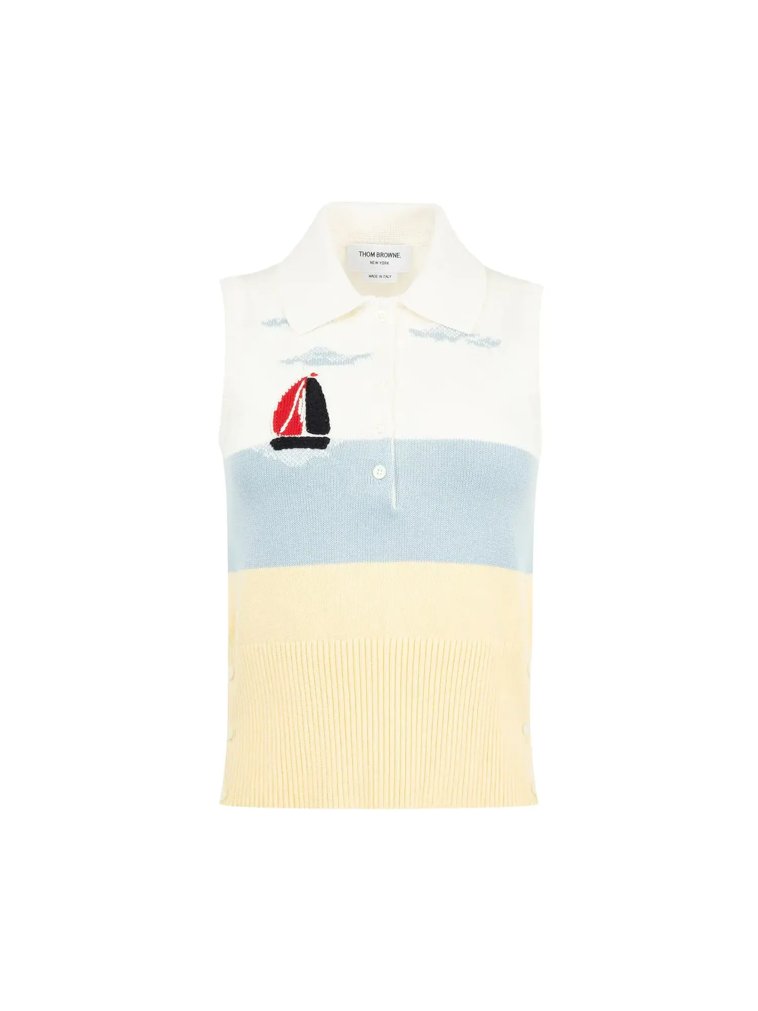 Поло Thom Browne Hand Emb Nantucket Scenic Jersey Intarsia Sleeveless — белый