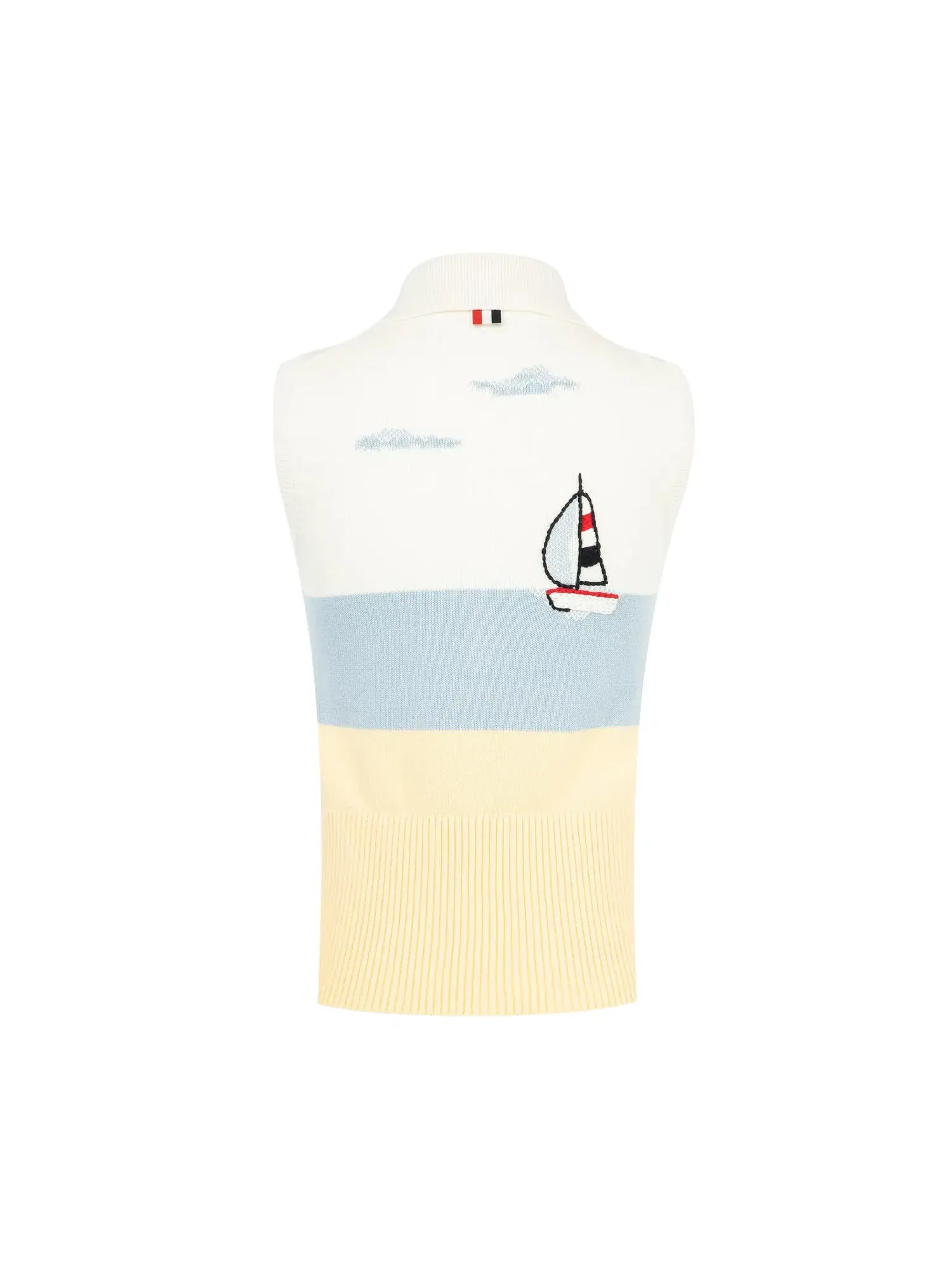 Поло Thom Browne Hand Emb Nantucket Scenic Jersey Intarsia Sleeveless — изображение 2 из 2, белый