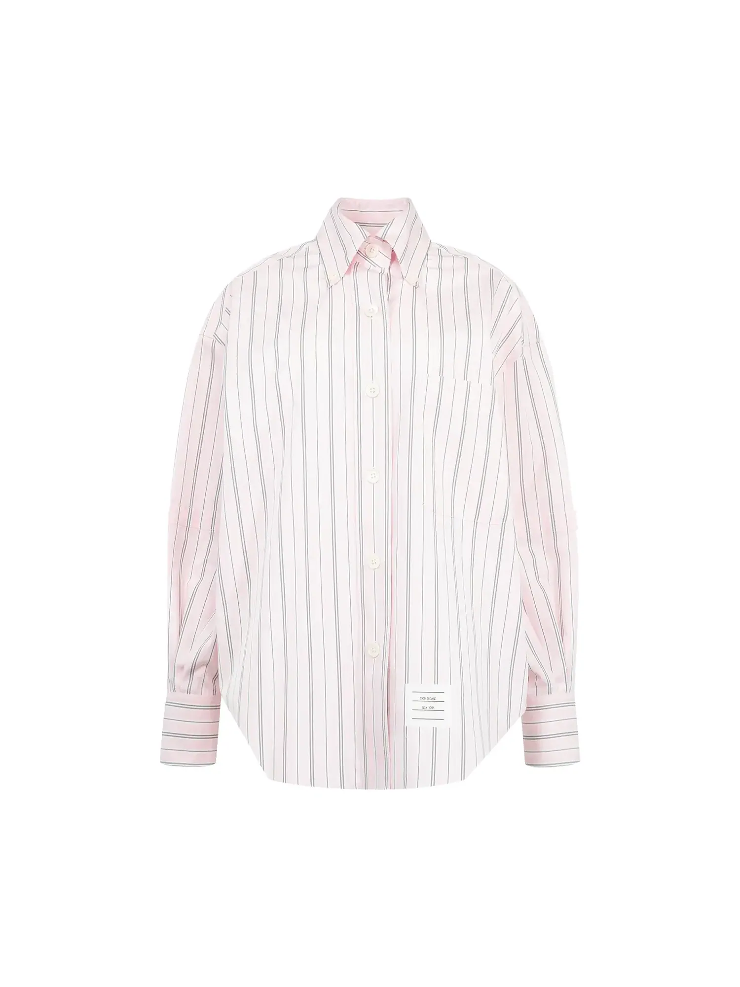 Рубашка Thom Browne с длинными рукавами и воротником-стойкой, увеличенного размера — розовый