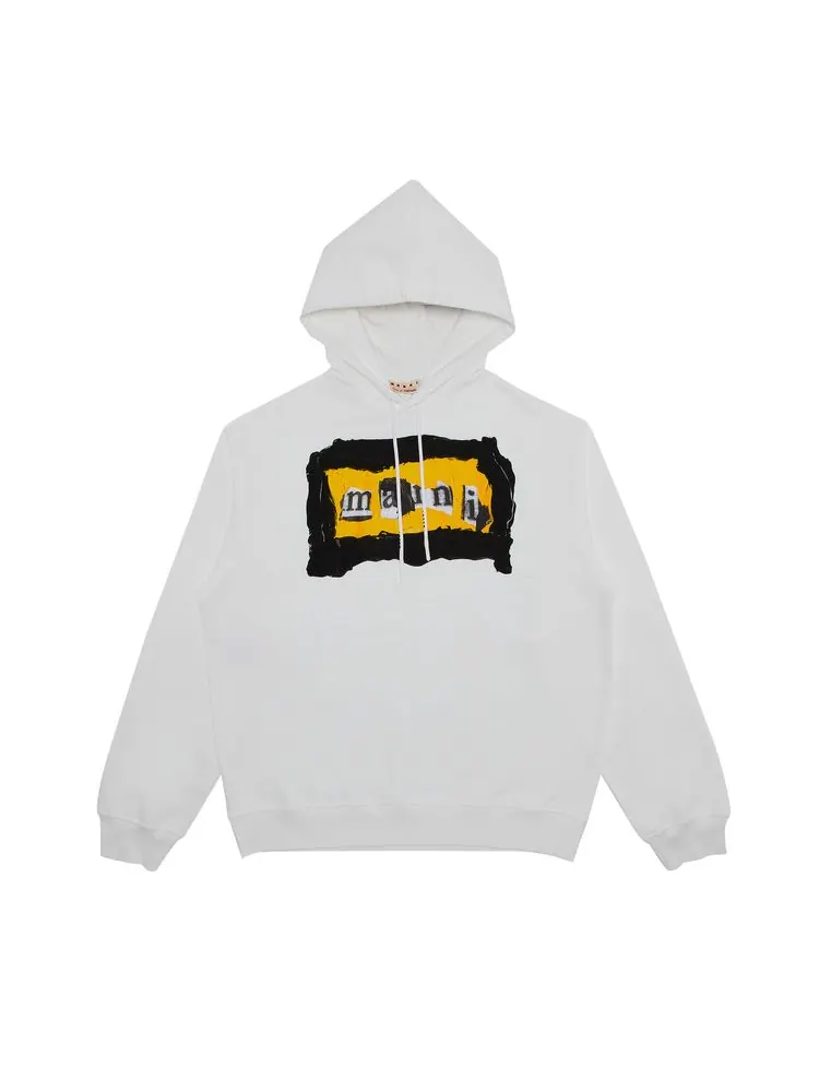 Толстовка Marni Painted Collage Logo Sweatshirt 'Lily White' — изображение 1 из 3, белый