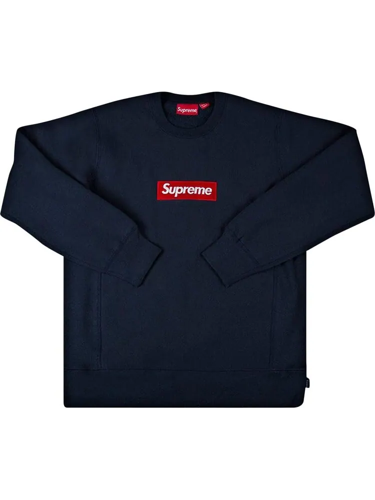 Толстовка Supreme Box Logo Crewneck 'Navy' — изображение 1 из 1, синий