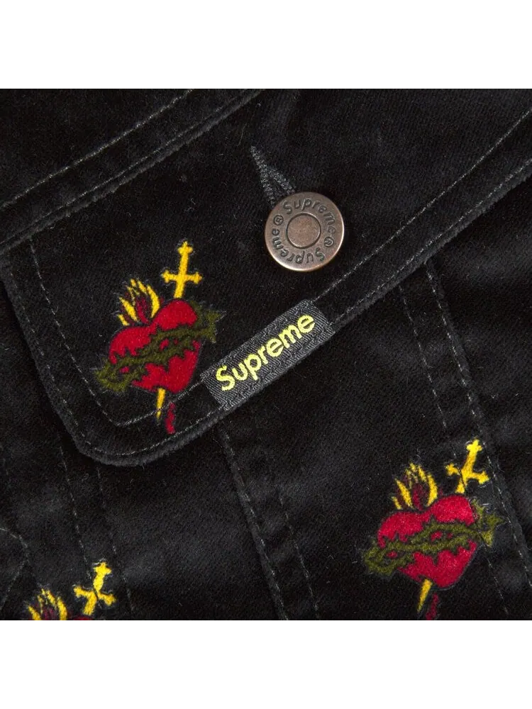 Куртка Supreme Velvet Trucker Jacket 'Black' — изображение 2 из 2, черный