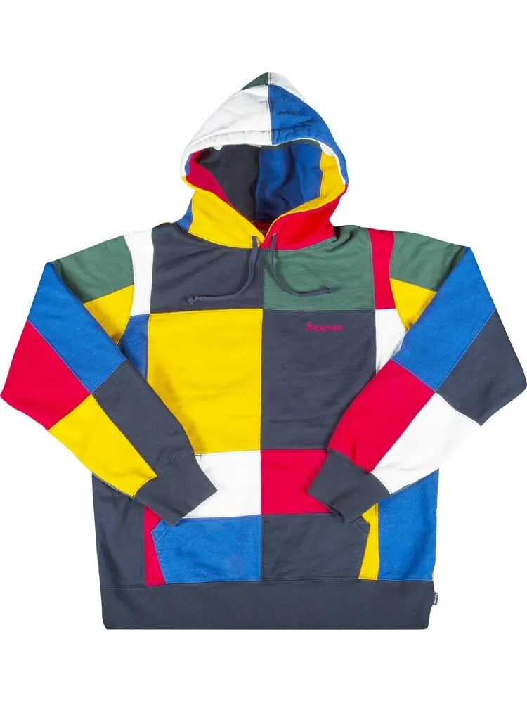 Толстовка Supreme Patchwork Hooded Sweatshirt 'Navy' — изображение 1 из 1, синий