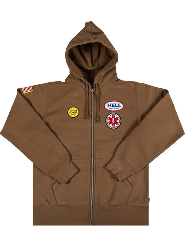 Толстовка Supreme Hysteric Glamour Patches Zip Up Sweatshirt 'Brown' — изображение 1 из 1, коричневый