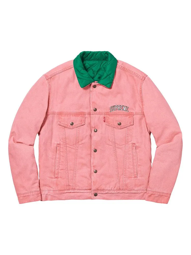 Куртка Supreme x Levi's Quilted Reversible Trucker 'Pink' — изображение 1 из 3, розовый