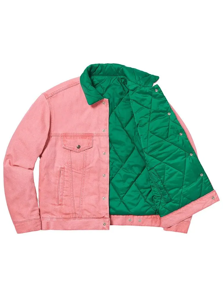 Куртка Supreme x Levi's Quilted Reversible Trucker 'Pink' — изображение 3 из 3, розовый