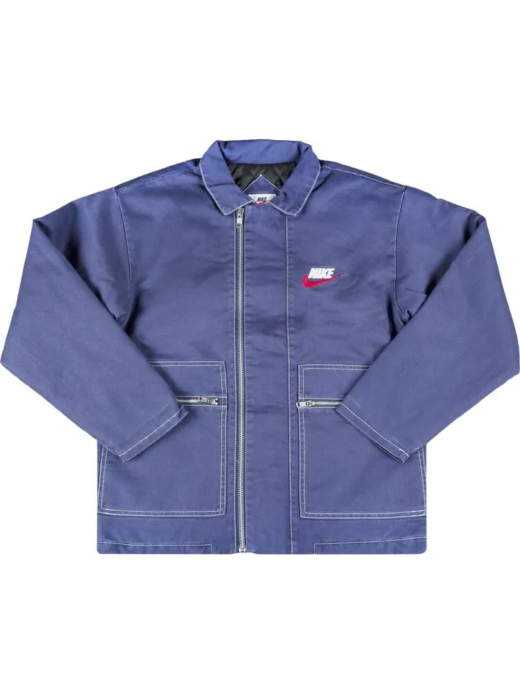Куртка Supreme x Nike Double Zip Quilted Work Jacket 'Navy' — изображение 1 из 3, синий