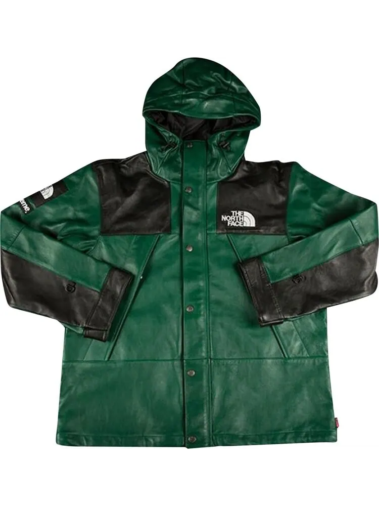 Парка Supreme x The North Face Leather Mountain Parka 'Dark Green' — изображение 1 из 1, зеленый