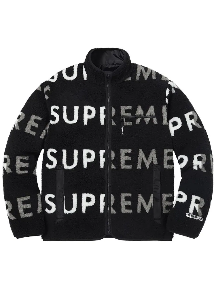 Куртка Supreme Reversible Logo Fleece Jacket 'Black' — изображение 1 из 2, черный
