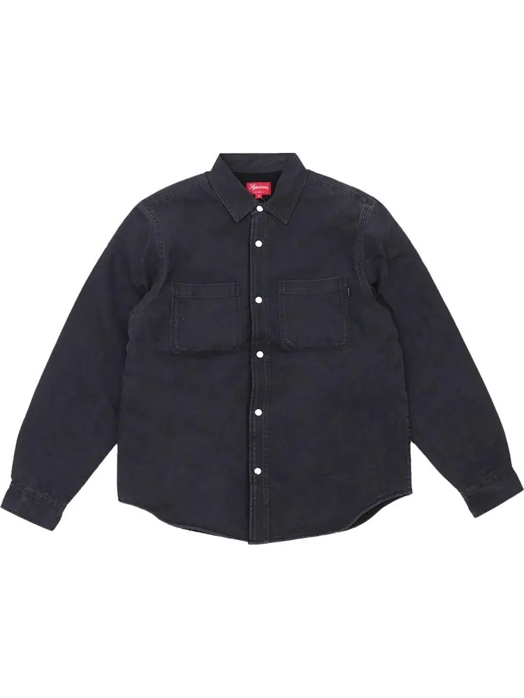 Рубашка Supreme Sherpa Lined Denim Shirt 'Black' — изображение 1 из 1, черный