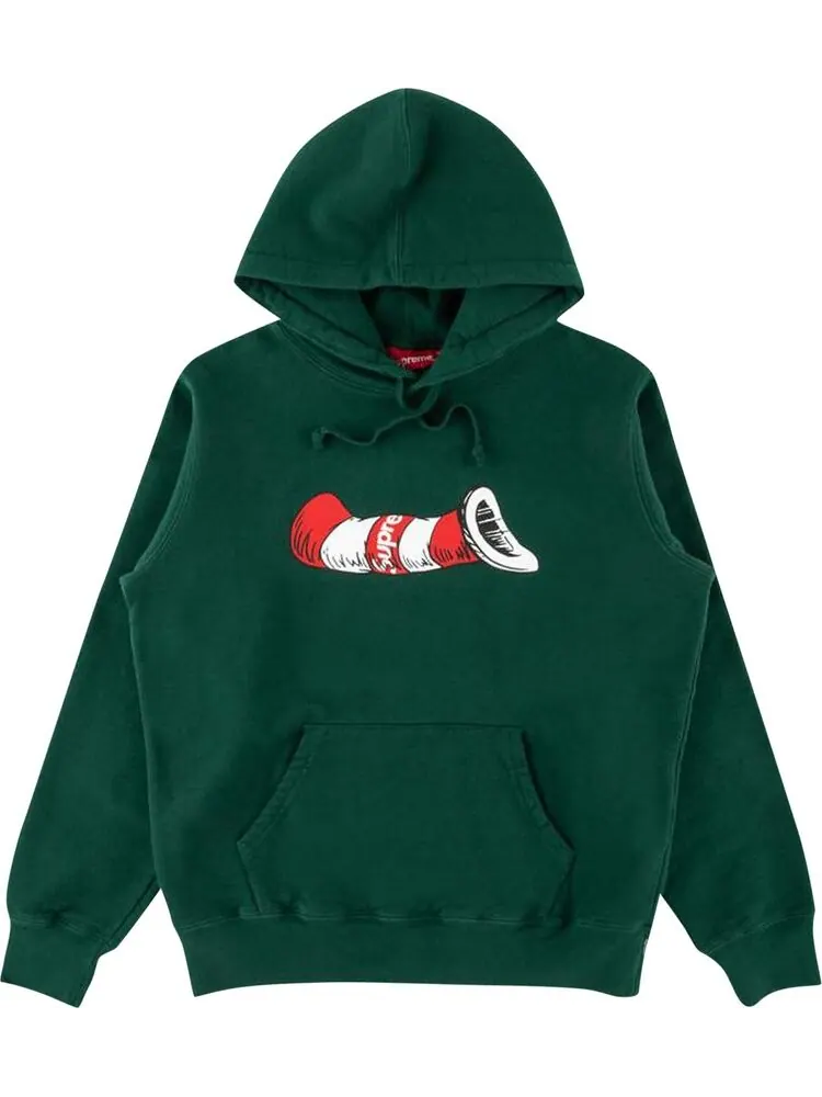 Толстовка Supreme Cat in the Hat Hooded Sweatshirt 'Dark Green' — изображение 1 из 1, зеленый