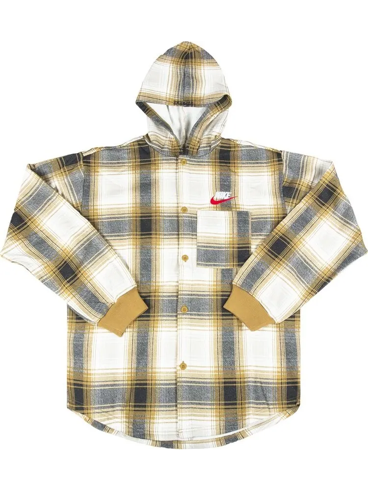 Толстовка Supreme x Nike Plaid Hooded Sweatshirt 'Mustard' — изображение 1 из 3, желтый