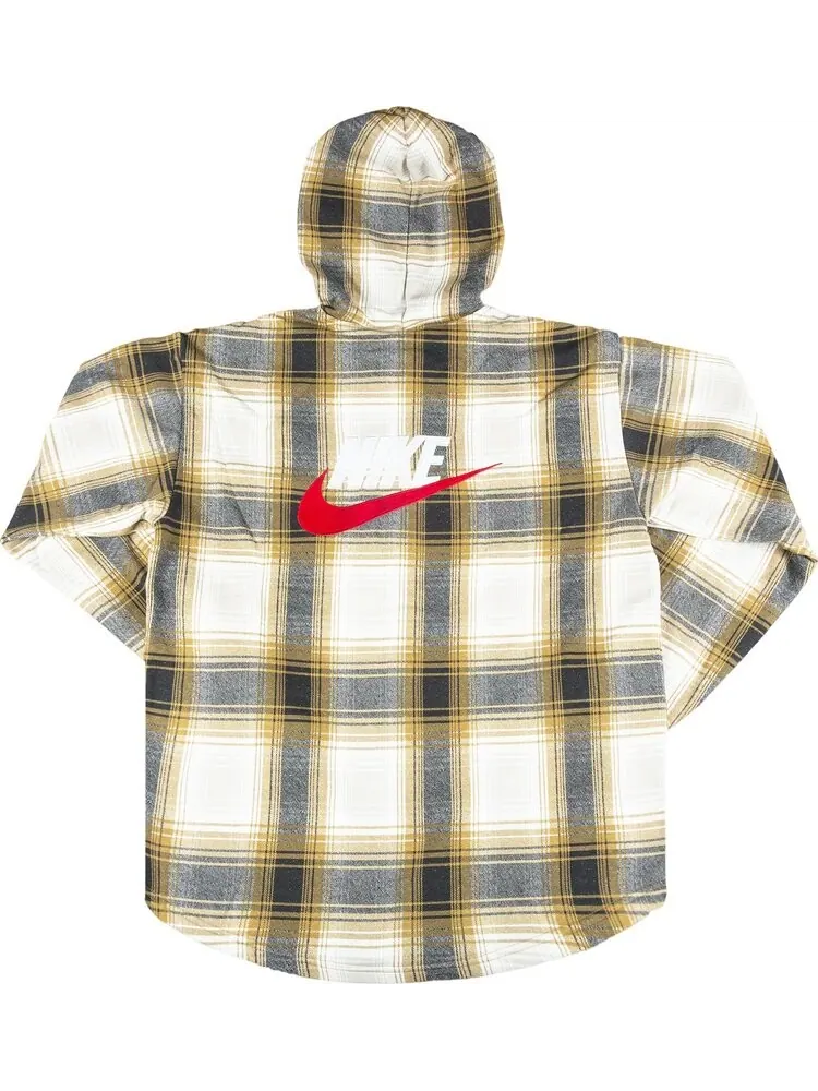 Толстовка Supreme x Nike Plaid Hooded Sweatshirt 'Mustard' — изображение 2 из 3, желтый
