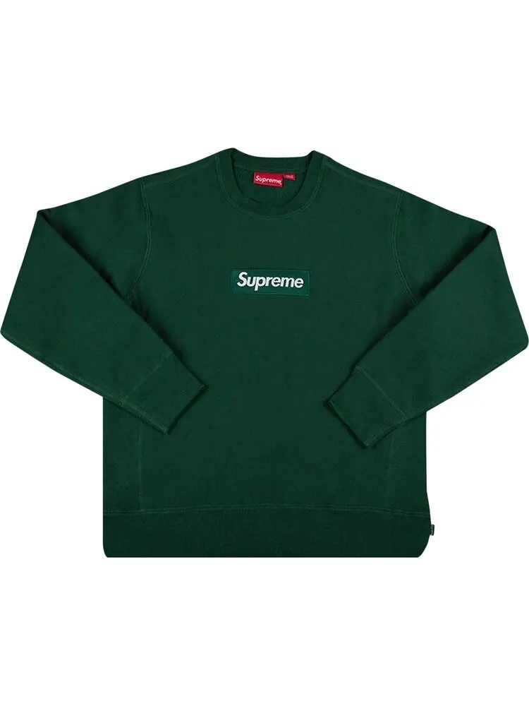 Толстовка Supreme Box Logo Crewneck 'Dark Green' — изображение 1 из 1, зеленый