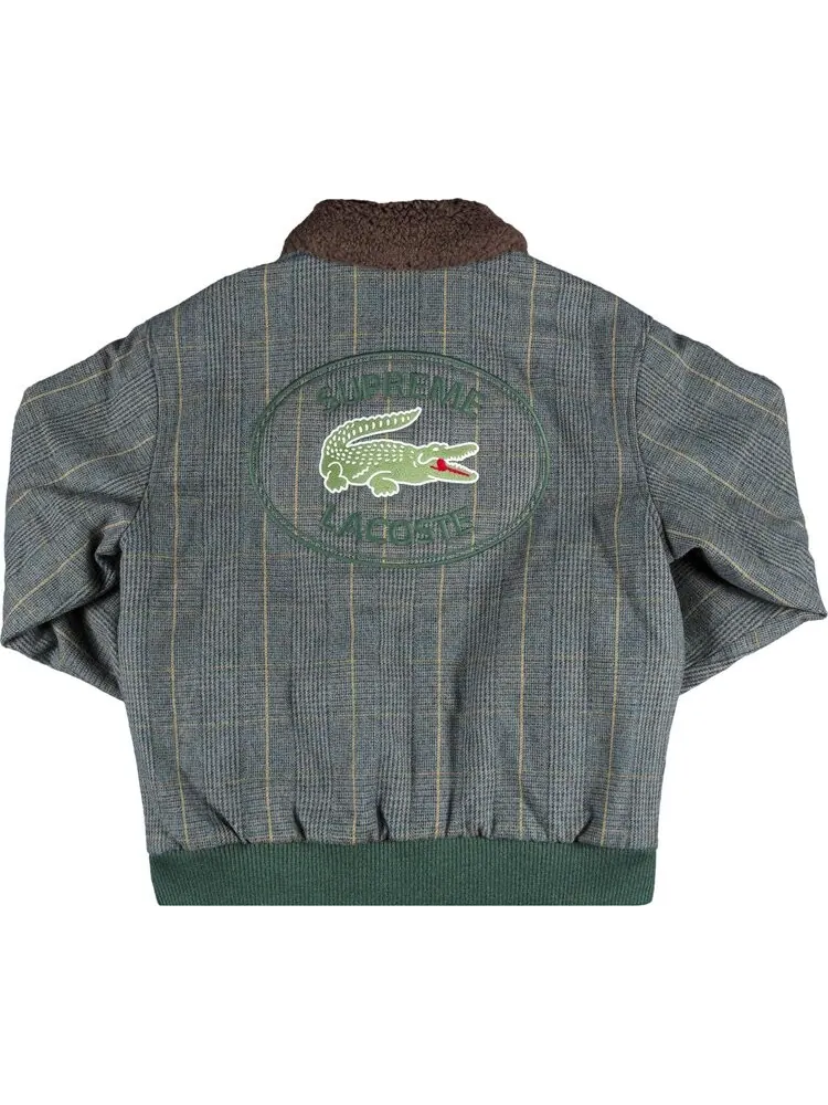 Куртка Supreme x Lacoste Wool Bomber Jacket 'Green' — изображение 2 из 3, зеленый