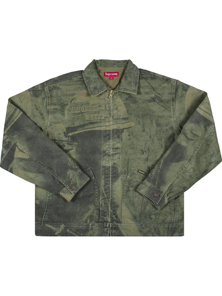 Куртка Supreme Is Love Denim Work Jacket 'Olive' — изображение 1 из 2, зеленый