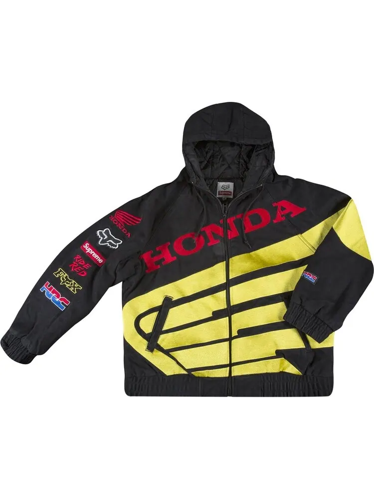 Куртка Supreme x Honda Fox Racing Puffy Zip Up Jacket 'Black' — изображение 1 из 3, черный
