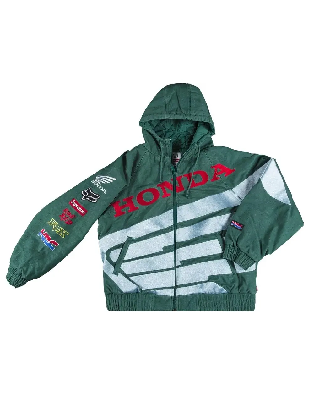 Куртка Supreme x Honda Fox Racing Puffy Zip Up — изображение 1 из 3, зеленый