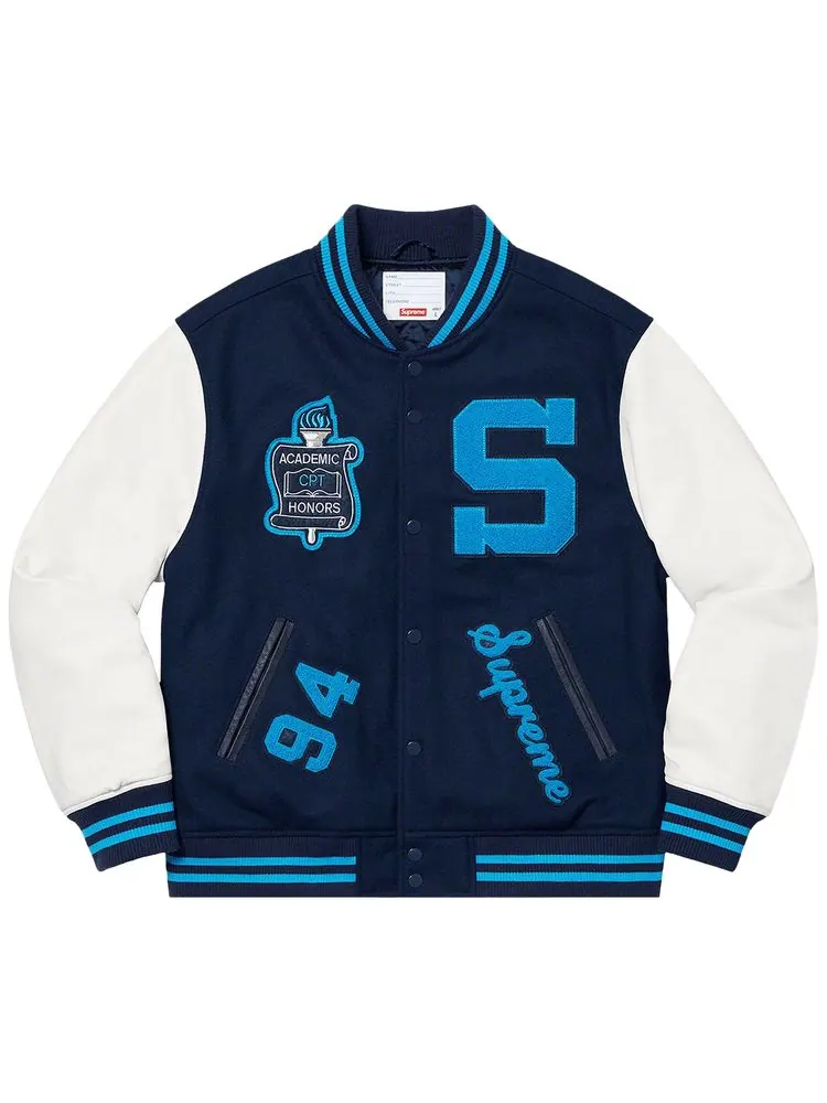 Куртка Supreme Team Varsity Jacket 'Navy' — изображение 1 из 2, темно-синий