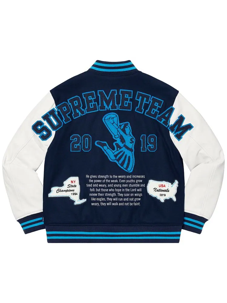 Куртка Supreme Team Varsity Jacket 'Navy' — изображение 2 из 2, темно-синий