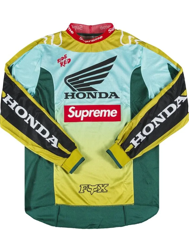 Футболка Supreme x Honda Fox Racing Moto Jersey 'Moss' — изображение 1 из 3, зеленый